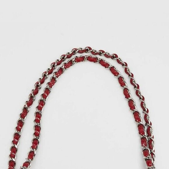 Chanel Red Quilted Patent Leather Classic Medium Double Flap Bag - Picture 5 of 11